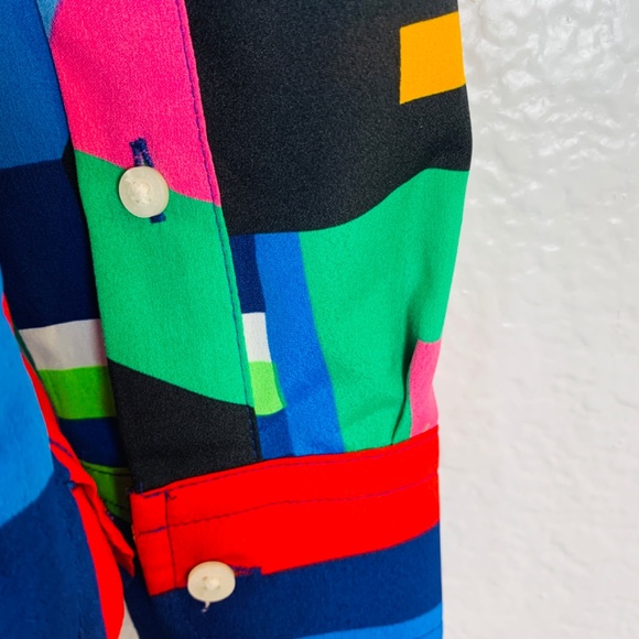 Lauren Ralph Lauren Black Label Women Shirt Size XS ButtonTop Geometric Nautical - Picture 13 of 14